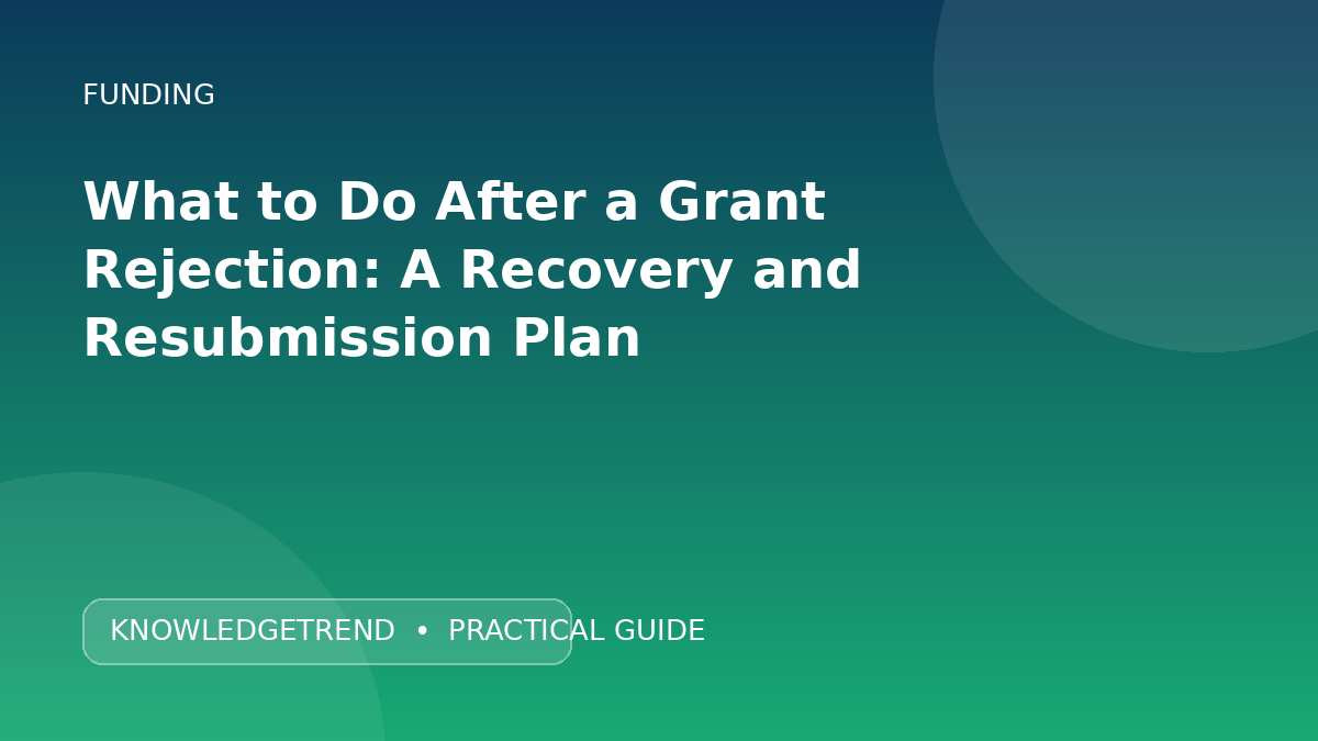 What to Do After a Grant Rejection: A Recovery and Resubmission Plan